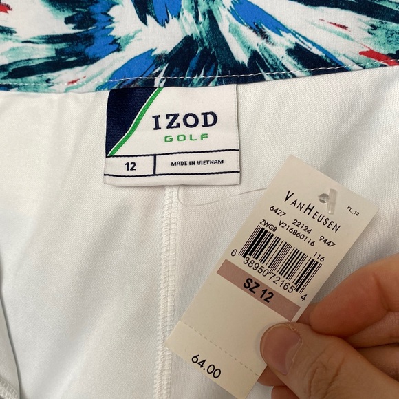 NWT Izod Golf Skort Women SZ 12 Blue Red White Abstract Geo Sporty Stretch Skirt - Picture 13 of 14